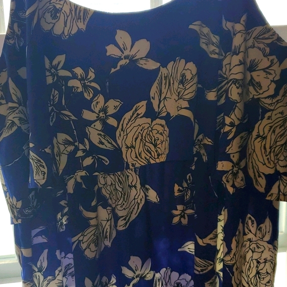 Blue with White Flower print Dress - Picture 4 of 6